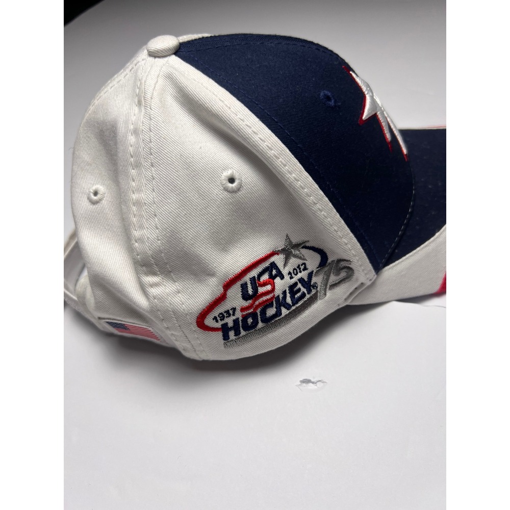 USA Hockey Baseball Cap Uni Adjustable Navy White Red 75 Years Miracles On Ice - Picture 4 of 6